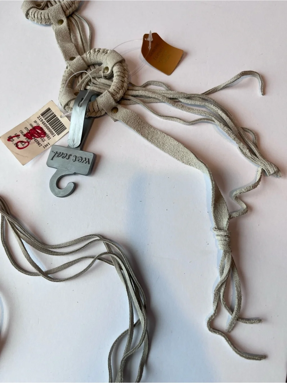 Vintage Wet Seal Suede Leather Circle Fringe Belt Y2K